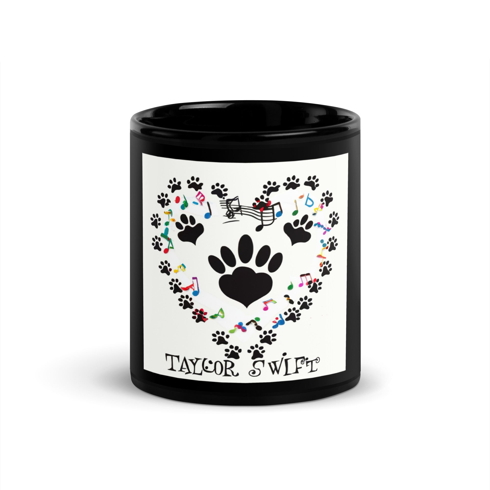 Black Glossy Mug. A Purr-fect Blend of Pet Love and Taylor Admiration!