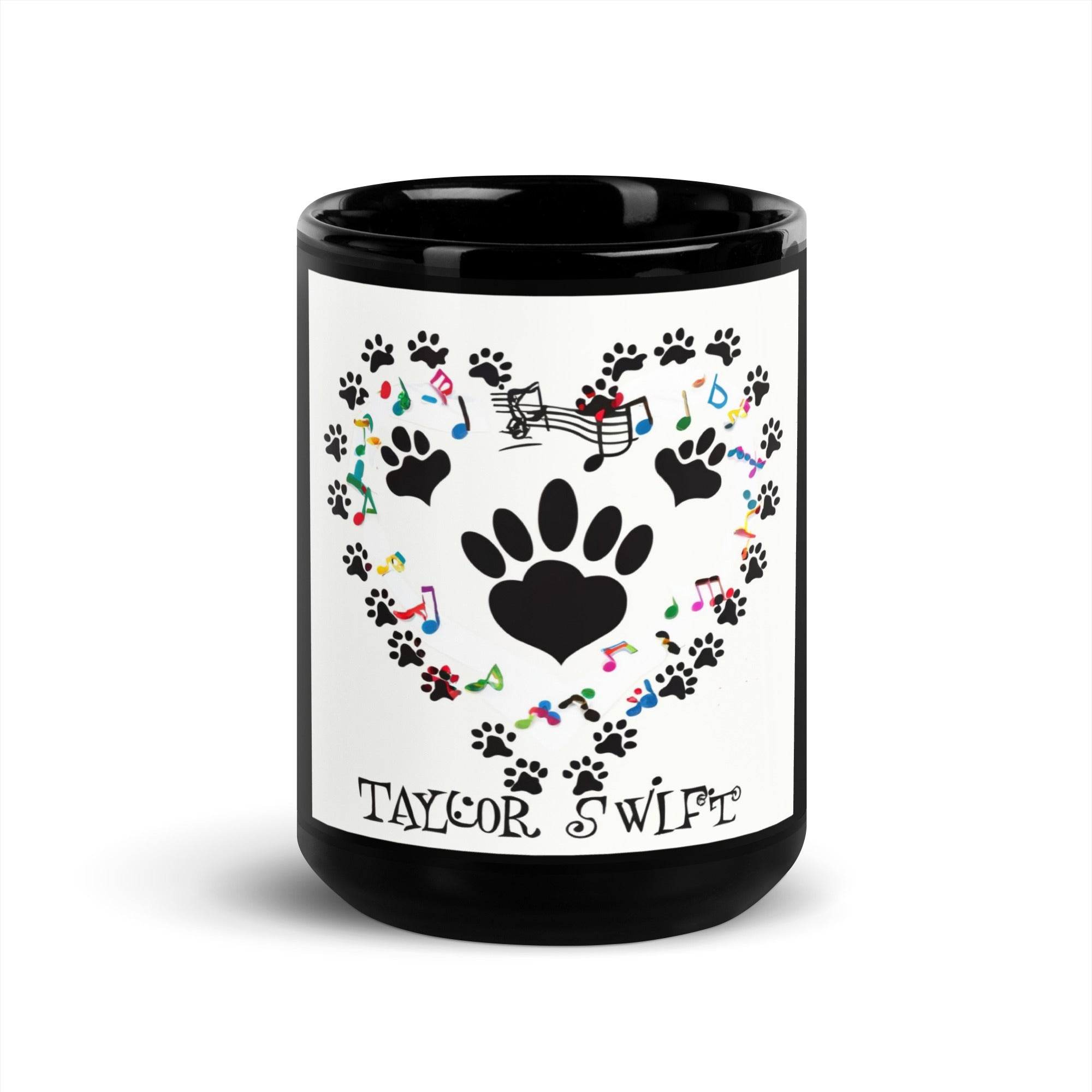 Black Glossy Mug. A Purr-fect Blend of Pet Love and Taylor Admiration!