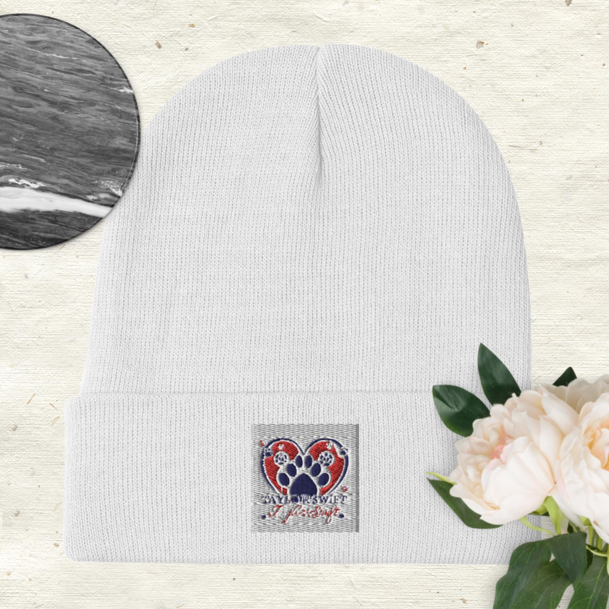 Embroidered Beanie. A Purr-fect Blend of Pet Love and Taylor Admiration!