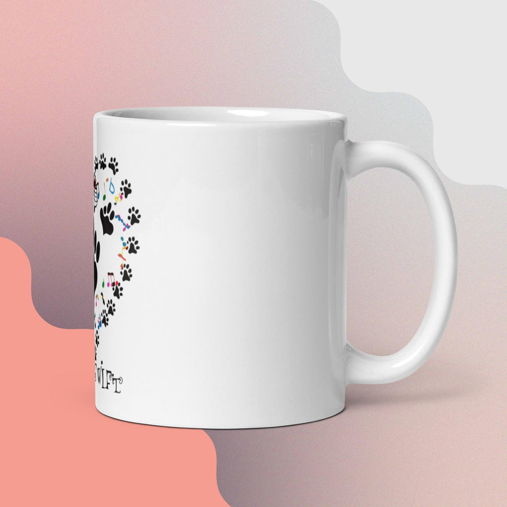 White glossy mug. A Purr-fect Blend of Pet Love and Taylor Admiration!