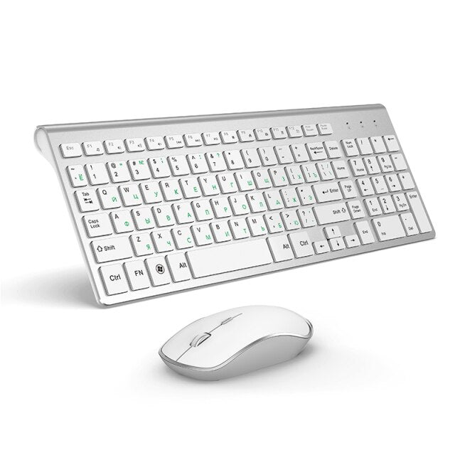 Wireless Ergonomic Thin Keyboard Mouse Set - Silver Find Epic Store