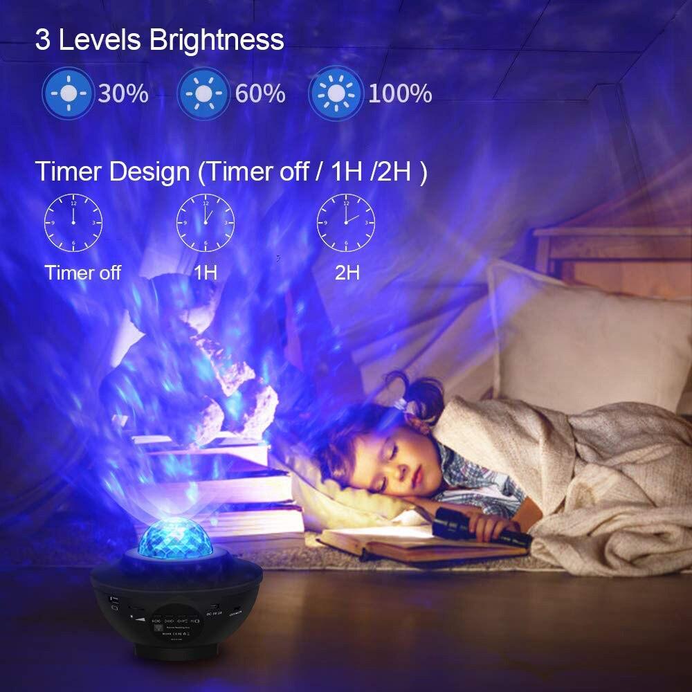 Ocean Wave Effect LED Projector Starry Sky Night Light Music Player Colorful Rotating Luminaria for Kids Bedroom Beside Lamp - Find Epic Store