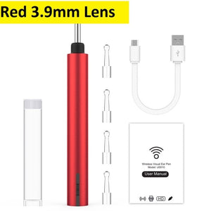 Wireless WiFi Ear Otoscope Oto Speculum Ultra-Thin Ear Scope Camera Waterproof Earwax Removal Tool - Red 3.9mm Lens Find Epic Store