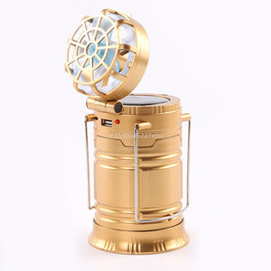 6 in 1 Portable Outdoor LED Camping Lantern With Fan - gold-us plug Find Epic Store