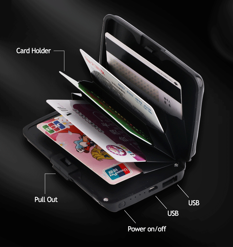 2 in 1 E-Charge Wallet Wallets And Purses Ladies Clutch Wallet Men Power Bank Pocket Charger Card Holder Card Wallet - Find Epic Store