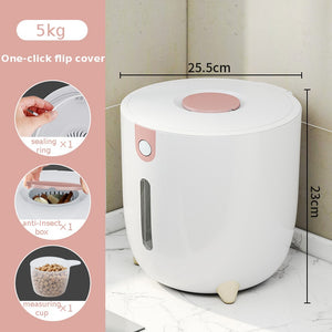 Insect-Proof Moisture-Proof Sealed Cylinder Grain Storage Box - pink 5kg Find Epic Store