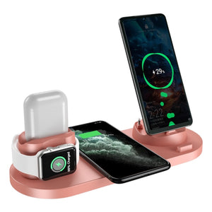 Wireless Charger 6 in 1 10w Qi Fast Stand - Pink Find Epic Store