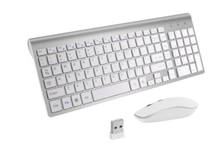 Wireless Ergonomic Thin Keyboard Mouse Set - New Silver Find Epic Store