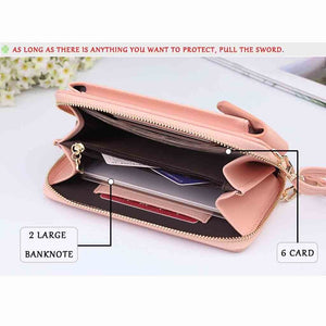 2020 Women Wallet Solid Color Leather Shoulder Straps Shoulder Bag Mobile Phone Big Card Holders Wallet Handbag Pockets girls - Find Epic Store