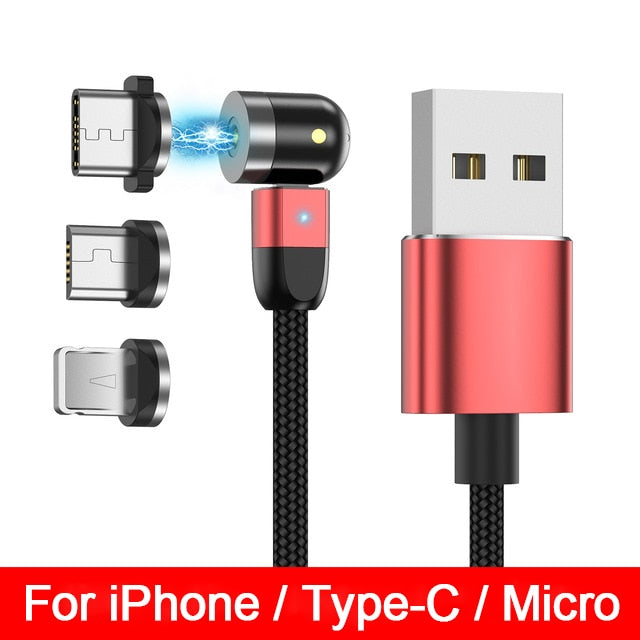 Magnetic USB Type C Micro Cable Fast Charge Magnet Phone Charger - Red and 3 Plug / 0.5m(1.6ft) Find Epic Store