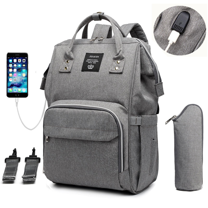 Mummy bag USB Diaper Bag Baby Care Large Capacity Mom Backpack Mummy Maternity Wet Bag Waterproof Baby Pregnant Bag - M28-USB-Gray Find Epic Store