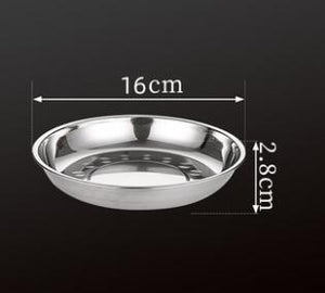 5pcs Camping 14-28cm Dia Stainless Steel Tableware Dinner Plate Food Container Salad Dessert Fruit Services Dish Tray - 16CM 5PCS Find Epic Store