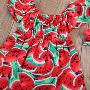 Newborn Baby Girls Watermelon Print Clothes Ruffles Sleeve Bodysuit +Headband - Find Epic Store