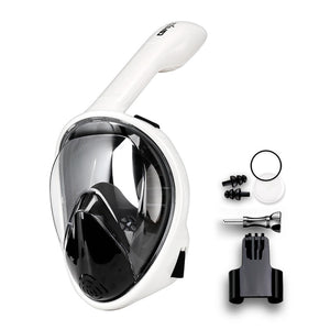 Full Face Scuba Diving Anti Fog Goggles With Camera Mount Underwater Wide View Snorkel Mask - white black / L/XL Find Epic Store