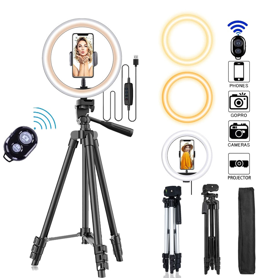 26cm Led Selfie Ring Light Bluetooth Remote Lamp Photography Tripod Holder - Find Epic Store