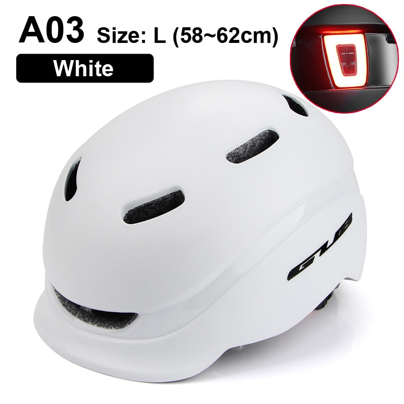 LED Light Rechargeable Cycling Mountain Road Bike Helmet - A03 White Find Epic Store