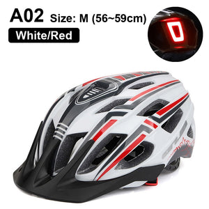 LED Light Rechargeable Cycling Mountain Road Bike Helmet - A02 White Find Epic Store
