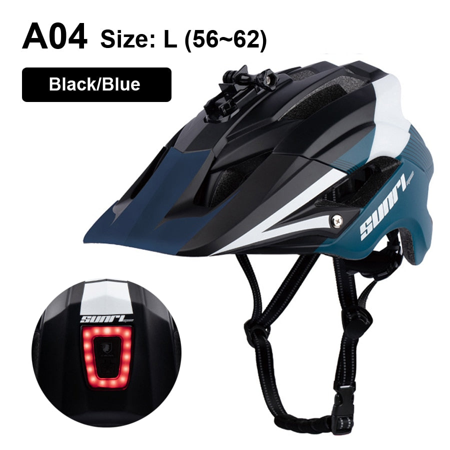 LED Light Rechargeable Cycling Mountain Road Bike Helmet - A04 Blue Find Epic Store