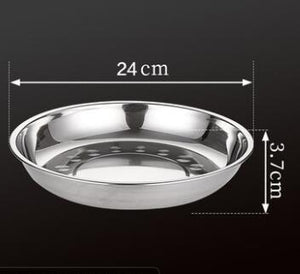 5pcs Camping 14-28cm Dia Stainless Steel Tableware Dinner Plate Food Container Salad Dessert Fruit Services Dish Tray - 24CM 1PC Find Epic Store