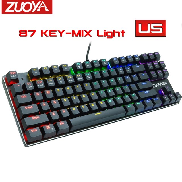 RGB Mix Backlit Wired Gaming Mechanical Keyboard - MIX Light 87 US / Black Switch Find Epic Store