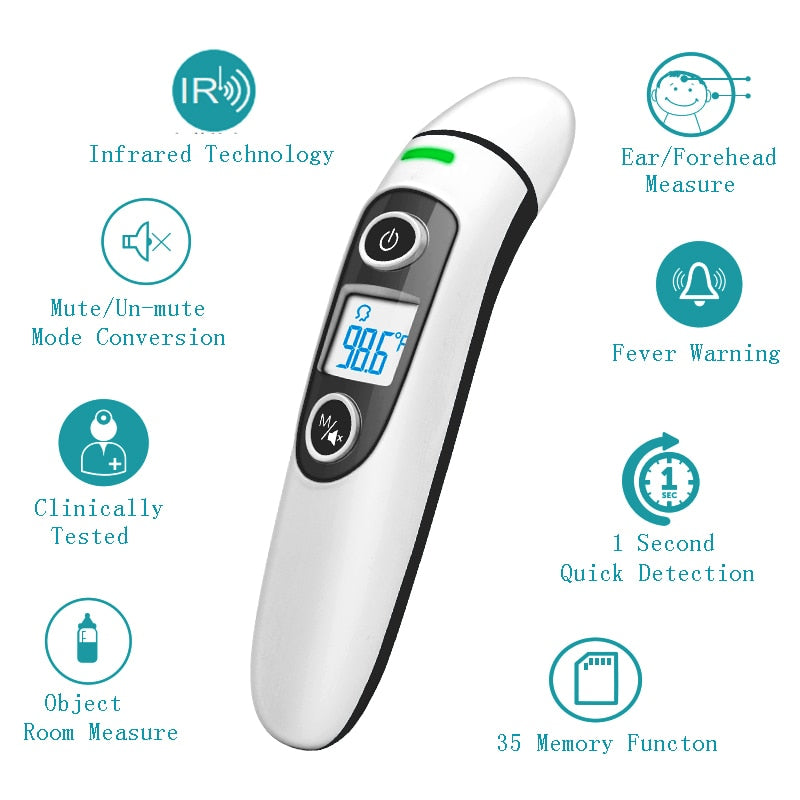 Health Care Baby Thermometer Digital Infrared IR LCD Baby Forehead and Ear Non-Contact Adult Body Fever Measurement Termometro - Find Epic Store