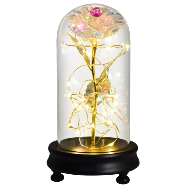 Beauty and The Beast Preserved Roses In Glass Galaxy Rose Flower LED Light Artificial Flowers Christmas Valentine Gift for Girls - Find Epic Store