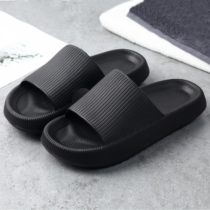 Women Thick Platform Slippers Summer Beach Anti-slip Shoes - black / 42-43(270mm) Find Epic Store