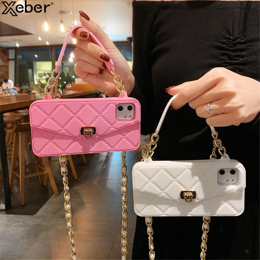 Luxury Chain Necklace Handbag Card Slot Wallet Case For iPhone - Find Epic Store