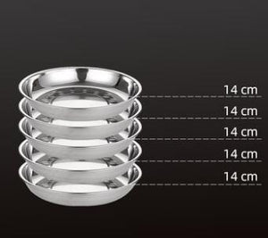 5pcs Camping 14-28cm Dia Stainless Steel Tableware Dinner Plate Food Container Salad Dessert Fruit Services Dish Tray - 14CM 5PCS Find Epic Store