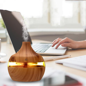 saengQ Electric Humidifier Essential Aroma Oil Diffuser Ultrasonic Wood Grain Air Humidifier USB Mini Mist Maker LED Light For - Find Epic Store