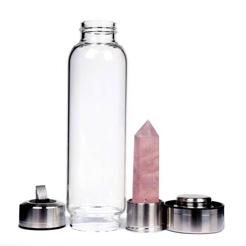 Natural Quartz Gemstone Glass Water Bottle - Find Epic Store