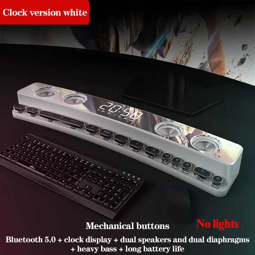 Computer Bluetooth Soundbar - Clock White no light Find Epic Store