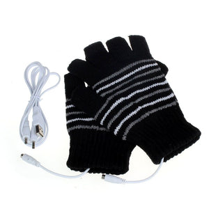 USB Powered Fingerless Heated Gloves - Black Find Epic Store