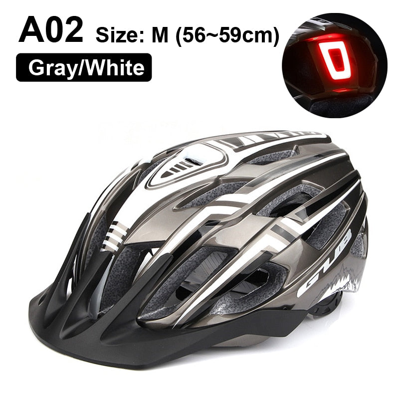 LED Light Rechargeable Cycling Mountain Road Bike Helmet - A02 Gray Find Epic Store