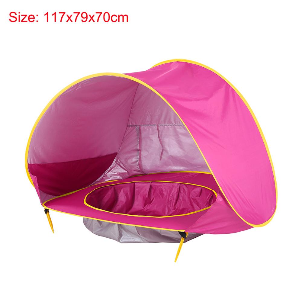 Kid Outdoor Camping Sunshade Baby Beach Tent Children Waterproof Pop Up sun Awning Tent BeachUV-protecting Sunshelter with Pool - Rose Red Find Epic Store