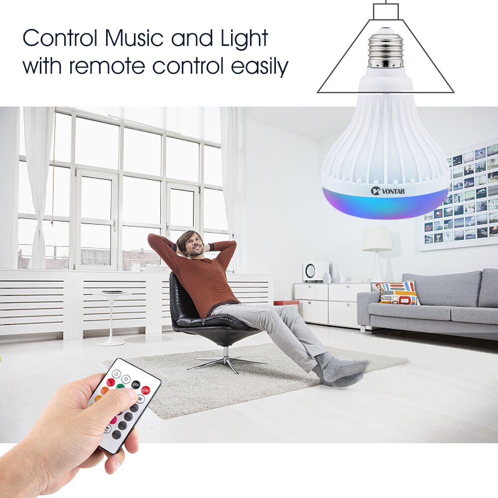 Wireless Bluetooth Speaker+12W RGB Bulb LED Lamp with Remote Control - Find Epic Store