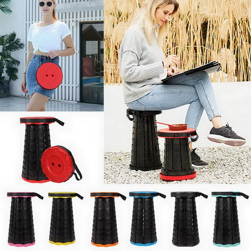 Retractable Portable Folding Stool Chair Outdoor Camping Convenient Fishing Plastic Chairs Foldable Pocket Simple - Find Epic Store
