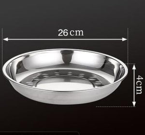 5pcs Camping 14-28cm Dia Stainless Steel Tableware Dinner Plate Food Container Salad Dessert Fruit Services Dish Tray - 26CM 5PCS Find Epic Store