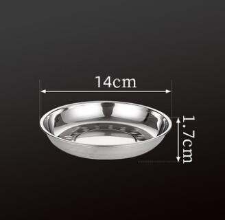 5pcs Camping 14-28cm Dia Stainless Steel Tableware Dinner Plate Food Container Salad Dessert Fruit Services Dish Tray - 14CM 1PC Find Epic Store
