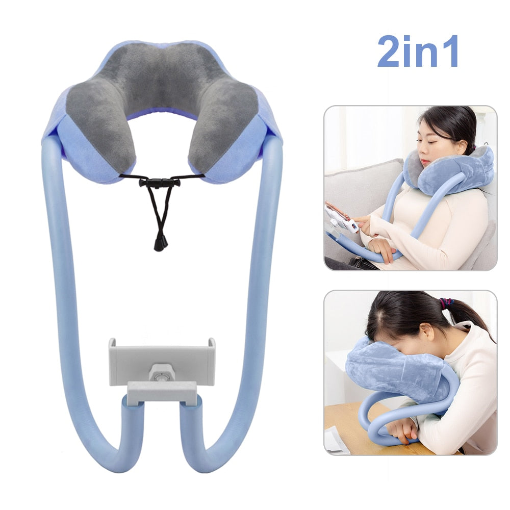 2-in-1 U-Shaped Neck Pillow With Gooseneck Tablet Phone Holder - Find Epic Store