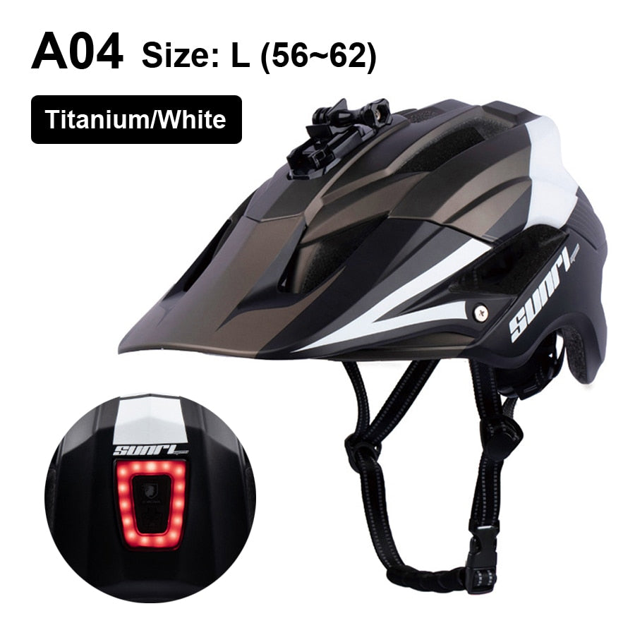 LED Light Rechargeable Cycling Mountain Road Bike Helmet - A04 Gray Find Epic Store