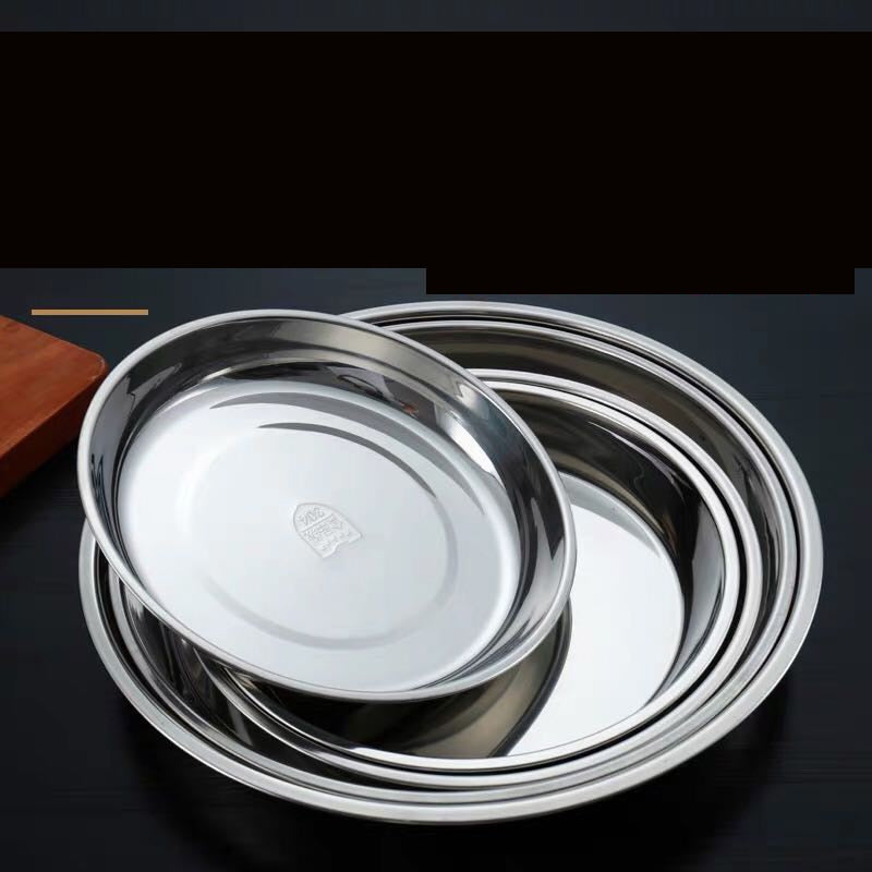 5pcs Camping 14-28cm Dia Stainless Steel Tableware Dinner Plate Food Container Salad Dessert Fruit Services Dish Tray - Find Epic Store