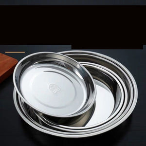 5pcs Camping 14-28cm Dia Stainless Steel Tableware Dinner Plate Food Container Salad Dessert Fruit Services Dish Tray - Find Epic Store