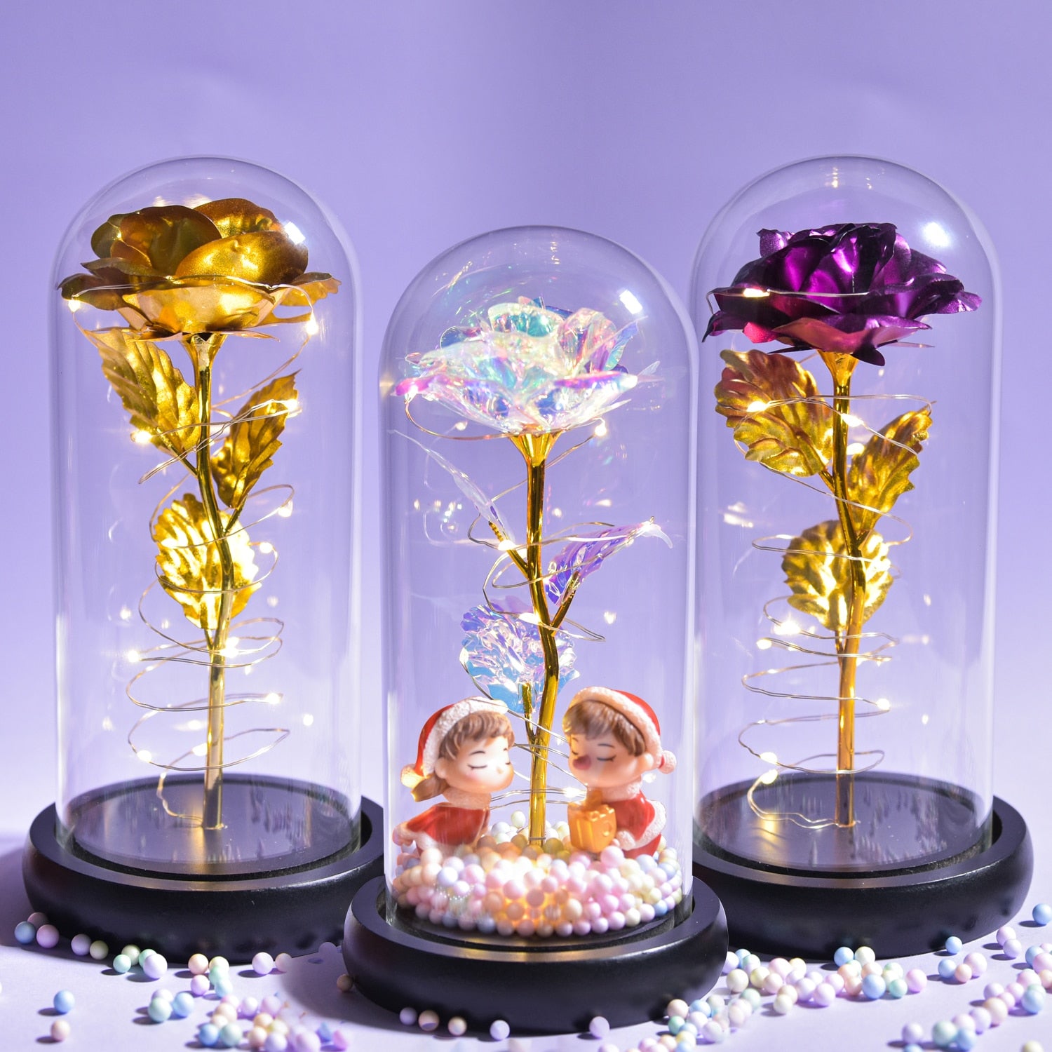 Beauty and The Beast Preserved Roses In Glass Galaxy Rose Flower LED Light Artificial Flowers Christmas Valentine Gift for Girls - Find Epic Store