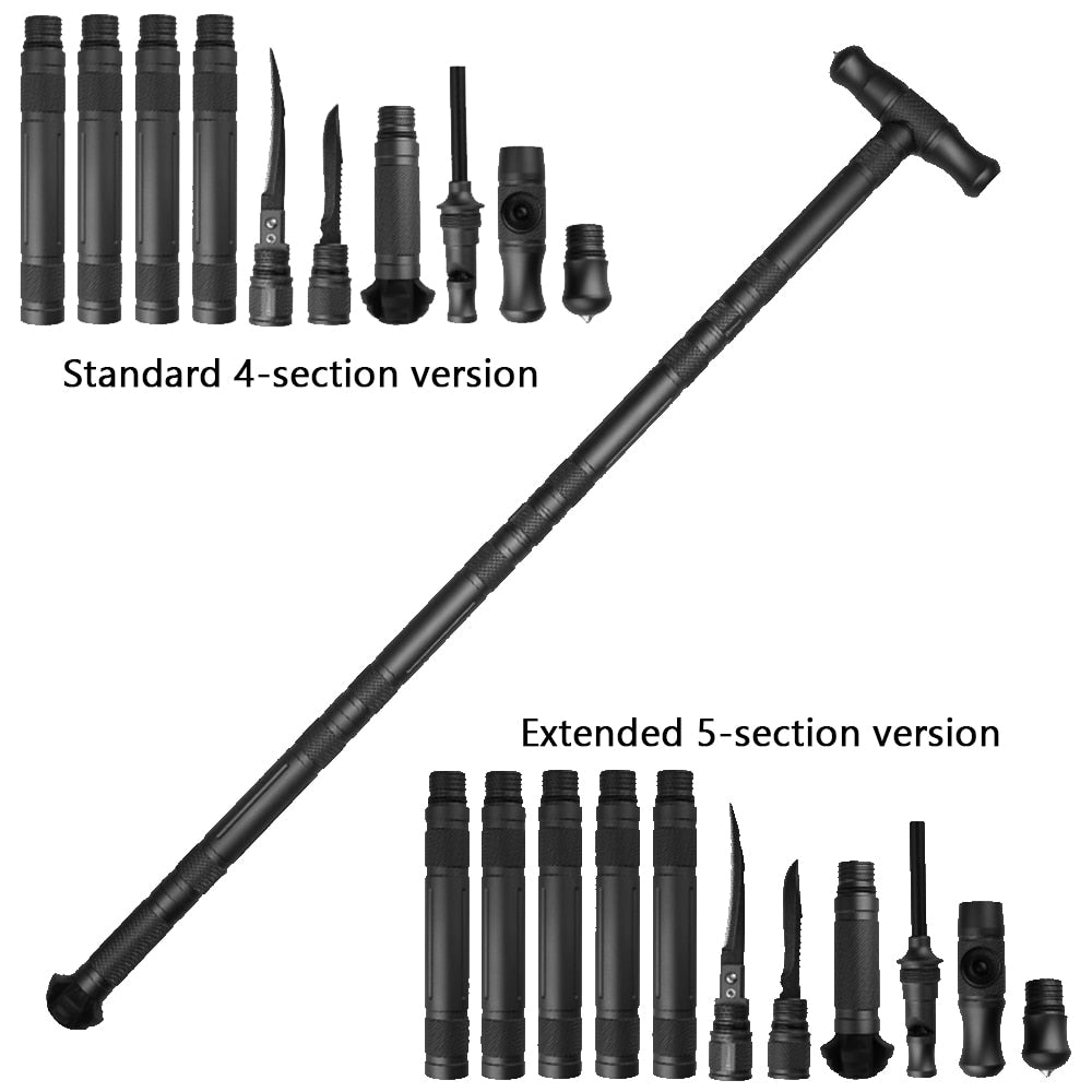 Hiking Aluminum Alloy Tactical Stick Trekking Pole Portable Camping Tactical Cane Multi-Functional Defensive Sports 2020 - Find Epic Store