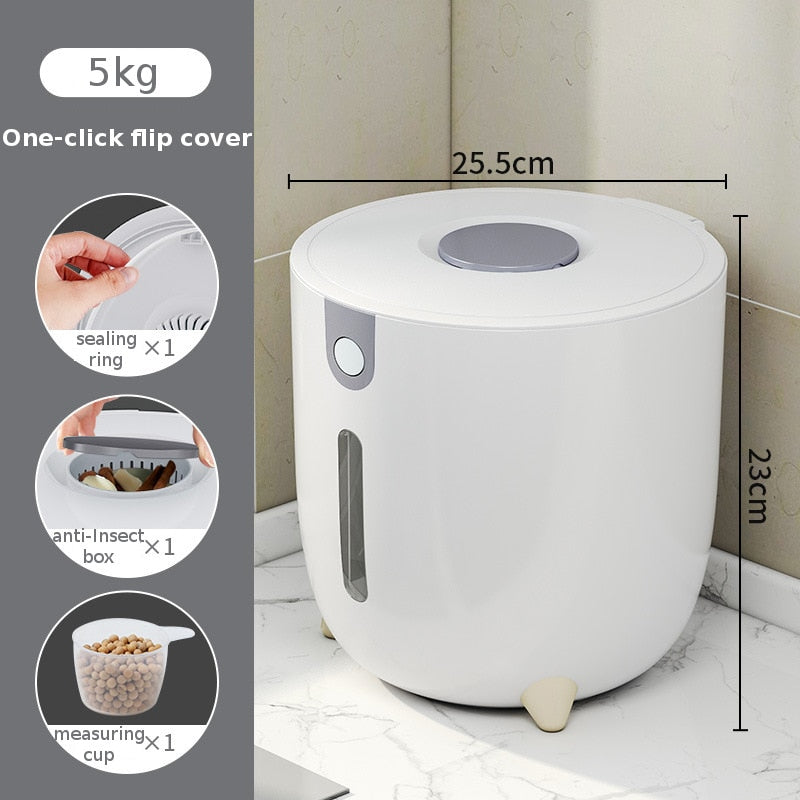 Insect-Proof Moisture-Proof Sealed Cylinder Grain Storage Box - grey 5kg Find Epic Store