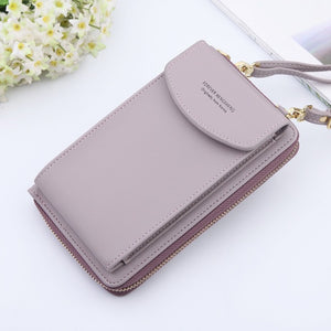 2020 Women Wallet Solid Color Leather Shoulder Straps Shoulder Bag Mobile Phone Big Card Holders Wallet Handbag Pockets girls - Purple Find Epic Store