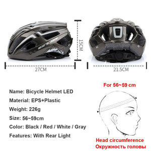 LED Light Rechargeable Cycling Mountain Road Bike Helmet - Find Epic Store