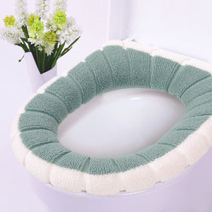 Universal Warm Soft Washable Toilet Seat Cover - white green Find Epic Store