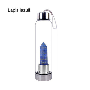 Natural Quartz Gemstone Glass Water Bottle - lapis lazuli Find Epic Store